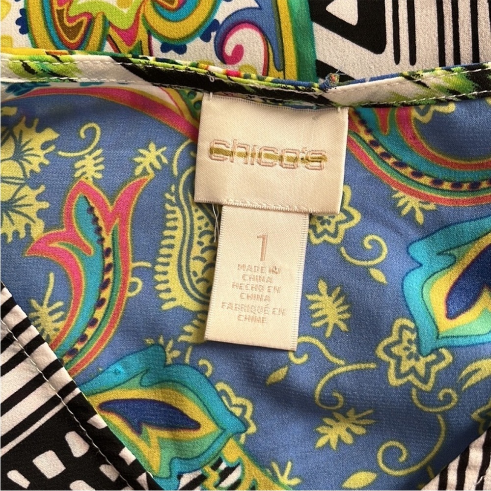 Chicos Colorful Paisley Fringe Top - Picture 13 of 15